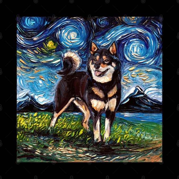 Black and Tan Shiba Inu Night by sagittariusgallery