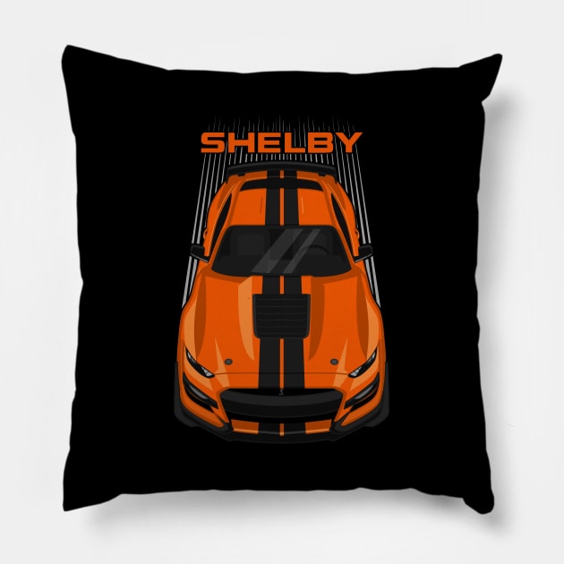 Ford Mustang Shelby GT500 2020-2021 - Twister Orange - Black Stripes Pillow by V8social