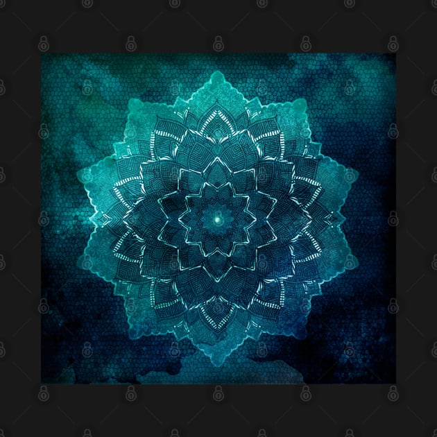 Teal mandala flower by MCAshe spiritual art 