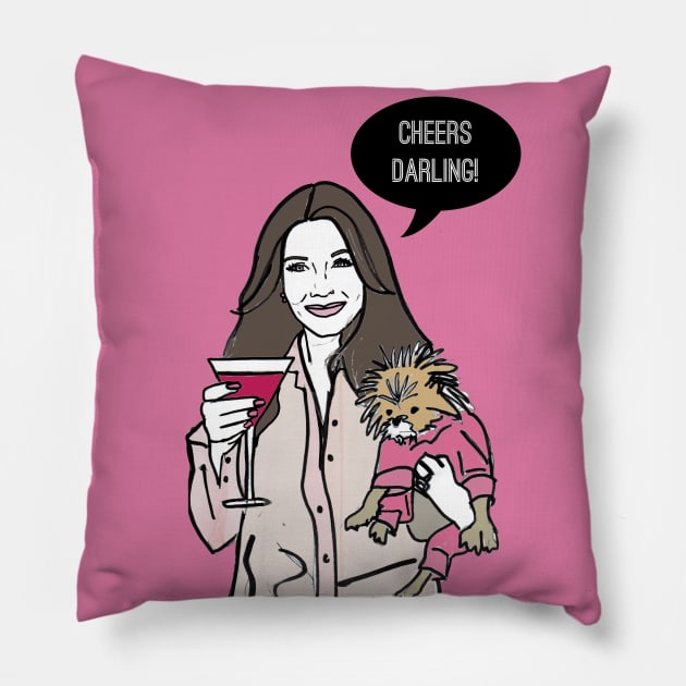 Cheers Darling Pillow by Katsillustration