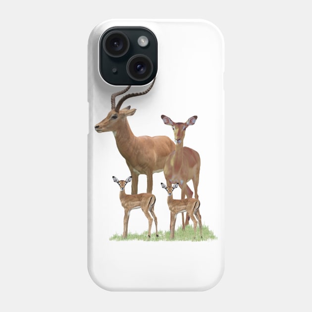 Impala-Family - Antelope in Kenya / Africa Phone Case by T-SHIRTS UND MEHR