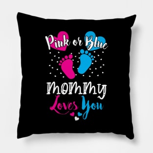 Cute Baby Shower Pink or Blue Mommy Loves You Pillow