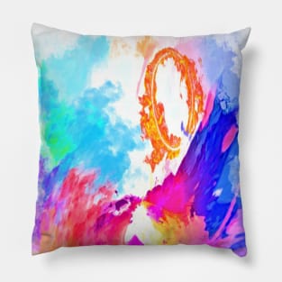 Painted sky raging sea abstract Pillow