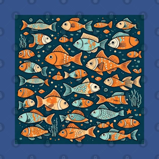 cute fish patterns kids room decor kids tee kids gift ideas by WeLoveAnimals