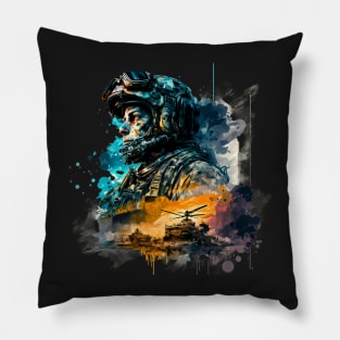 Soldier watercolor print Pillow