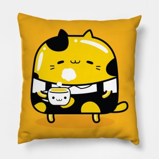 yellow cat barista profession Pillow