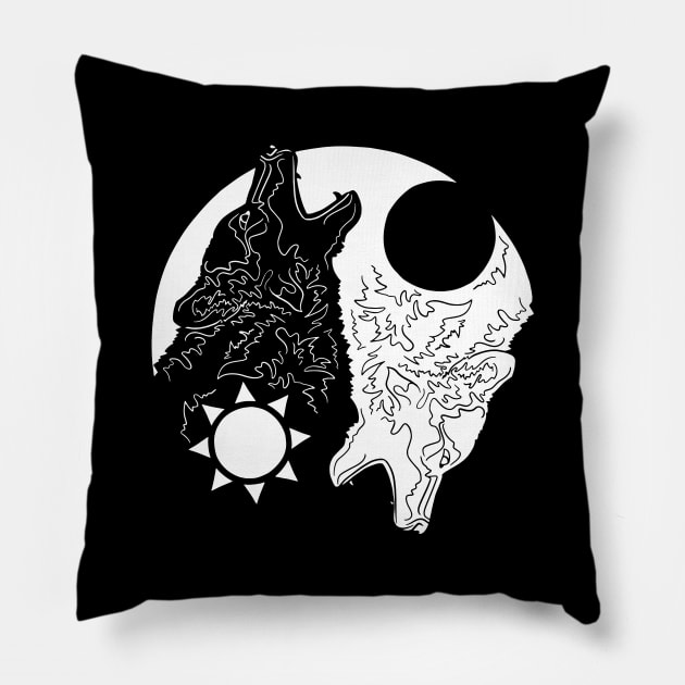 Negative Wolves Pillow by polliadesign