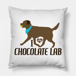 Chocolate Lab Pattern in Blue Chocolate Labs with Hearts Dog Patterns Pillow