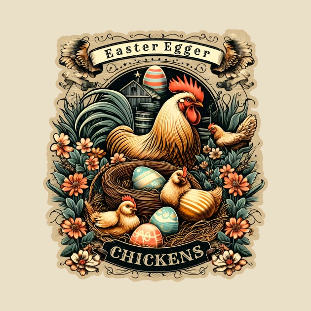 Easter Egger Chickens by WolfeTEES