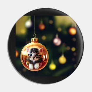 Cute Kitten in a Christmas Bauble Pin
