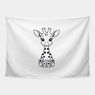 Cute Baby Giraffe Animal Outline Tapestry