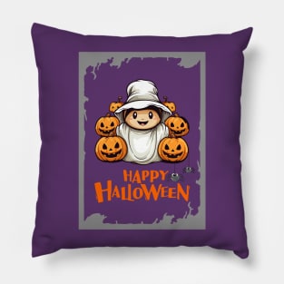 Whimsical Halloween Delight: Spooky Smiles Pillow