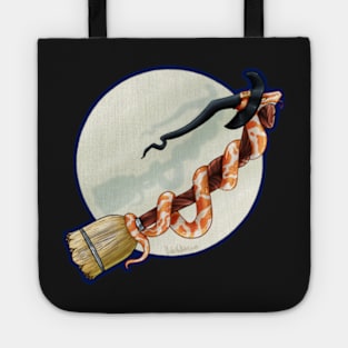 Serpent Witch on a Broomstick Tote