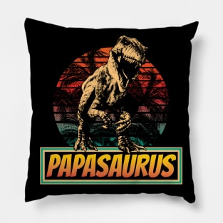 Papasaurus ,Papa Dad Dinosaur Funny, Father's T-Rex,Daddy Fathers Rex Vintage Pillow