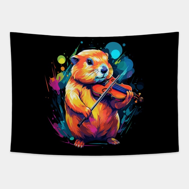 Prairie Dog Playing Violin Tapestry by JH Mart