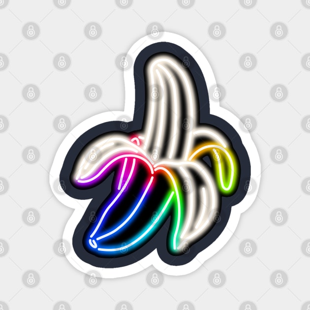 Rainbow Neon Banana Bar Sign Magnet by gkillerb