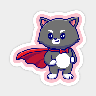 Cute Cat Superhero Cartoon Magnet