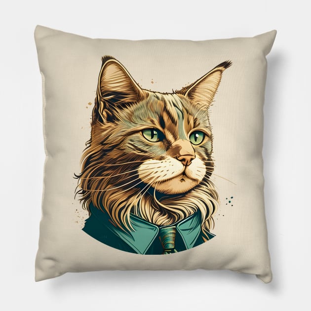 Cute Cat Face Lover - Love Cat Dad Pillow by Lisa L. R. Lyons