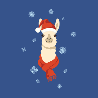 Cute llama in red hat and scarf T-Shirt