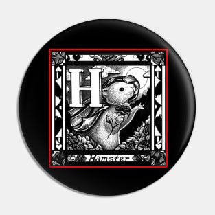 H is for Hamster - Red Outlined Version Pin