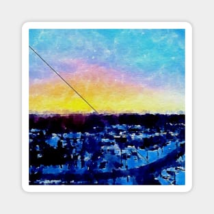 Cityside night view Magnet