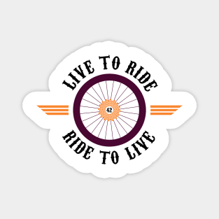 Violet bike wheel with winngs, Live To Ride, Ride to Live Magnet