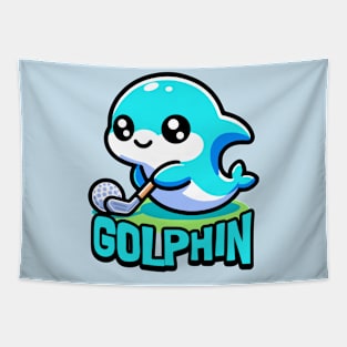 Golphin! Cute Golfing Dolphin Pun Tapestry