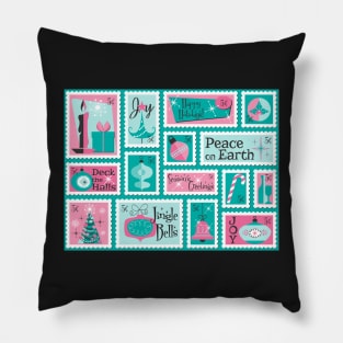 Atomic Cafe MidCentury Holiday Stamps 1 Pillow