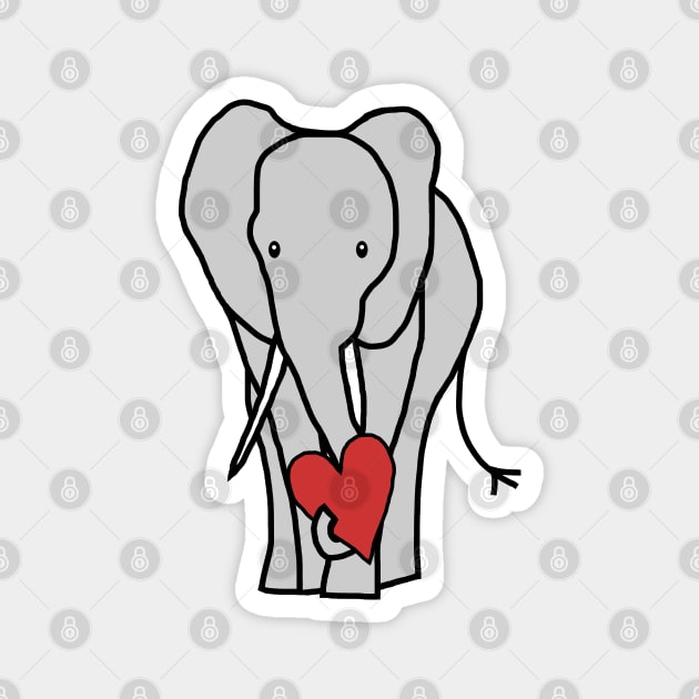 Big Elephant with Love Heart on Valentines Day Graphic Magnet by ellenhenryart