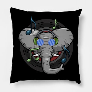 Funny elephant is listen music Pillow