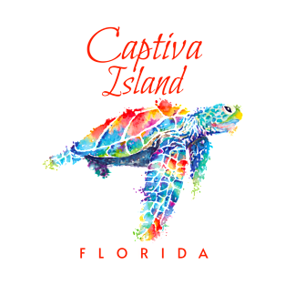 Captiva Island Florida Watercolor Sea Turtle T-Shirt