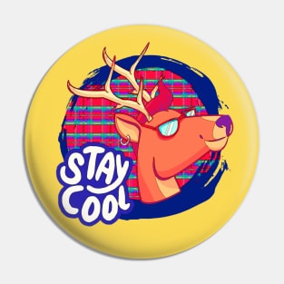 Colorful deer - blue - stripes Pin