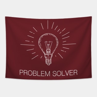 Problem Solver, Light Bulb, White Text Tapestry