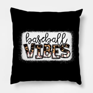 Baseball Vibes Leopard Shirt Baseball Mom Pillow