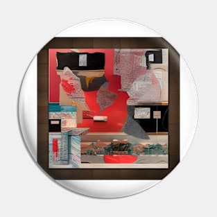 Abstract Collage in Red and Black Pin