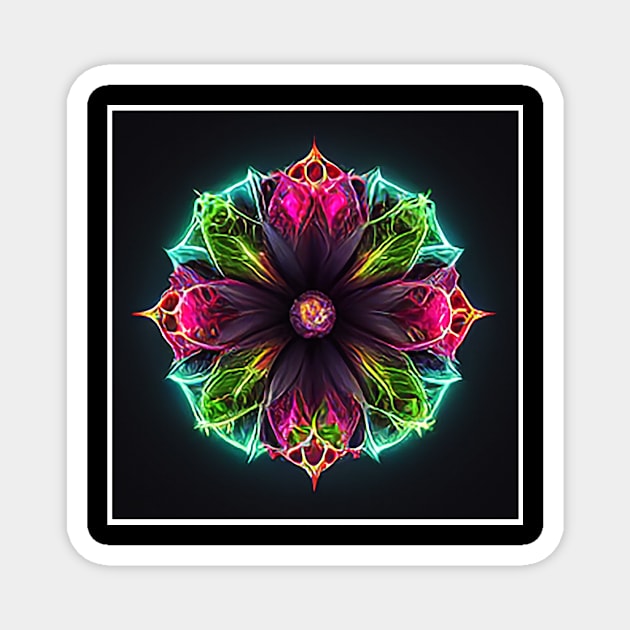 neon mandala flower Magnet by ElArrogante