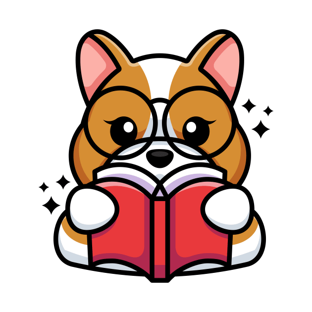 Cute dog reading book cartoon by Wawadzgnstuff