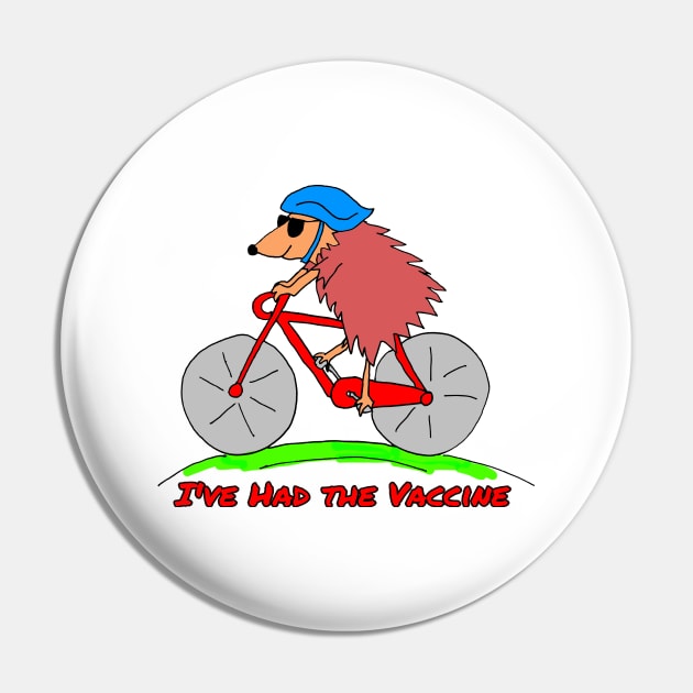 Vaccinated Cycling Hedgehog Pin by Michelle Le Grand