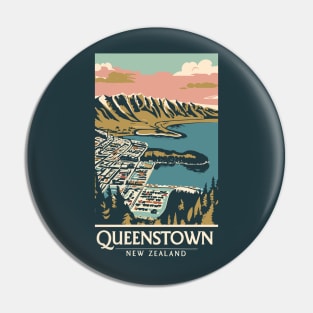 A Vintage Travel Art of Queenstown - New Zealand Pin