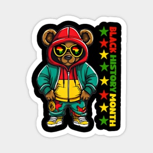 Black History Month Hip Hop Teddy Bear African American Boys Magnet