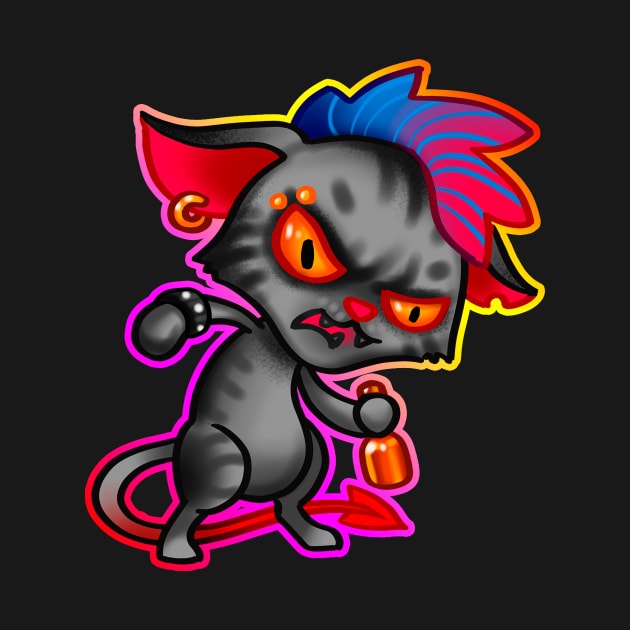 rocker cat with outline by HandsHooks