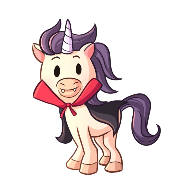 Cute Halloween Unicorn in Vampire Dracula Costume by SandiTyche