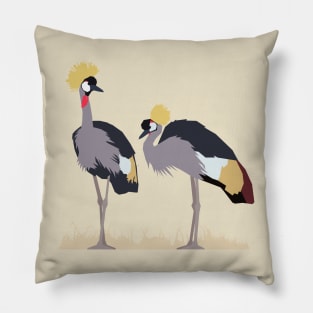 Grey Crowned Cranes Pillow