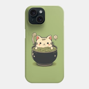 Send Noodles Ramen Eating Food Lover Kawaii Cat Ramen Phone Case