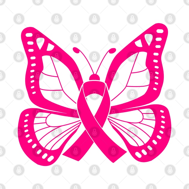 Hot Pink Butterfly Awareness Ribbon by FanaticTee