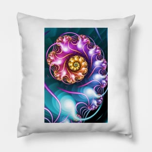 Colourful fractal spiral Pillow