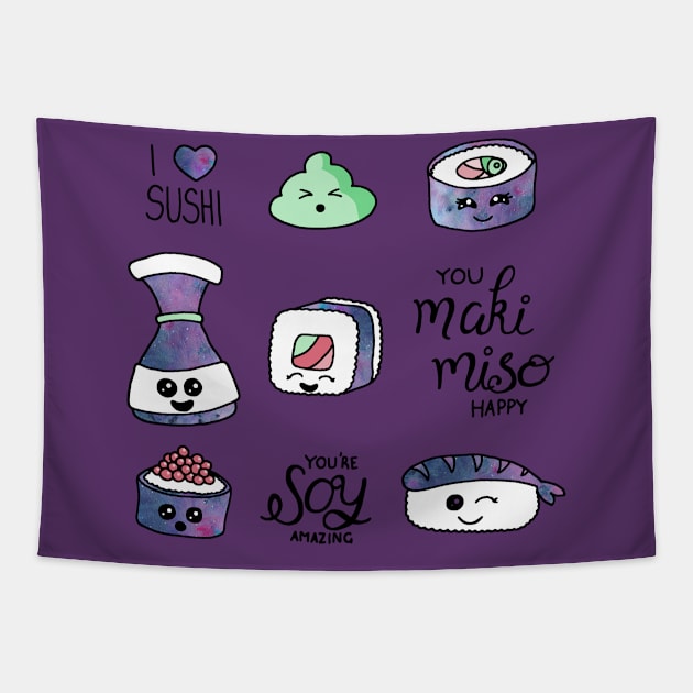 Galaxy Sushi Tapestry by Gingerlique