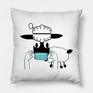 sheeple with face mask Pillow