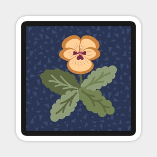 Minimalist pansy flower on classic navy blue Magnet