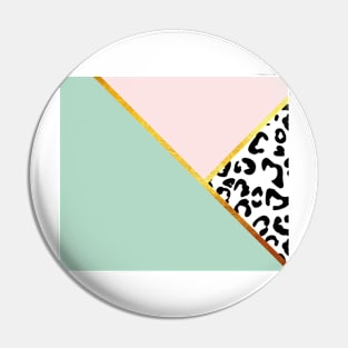 Abstract black and white leopard print, color blocking green Pin